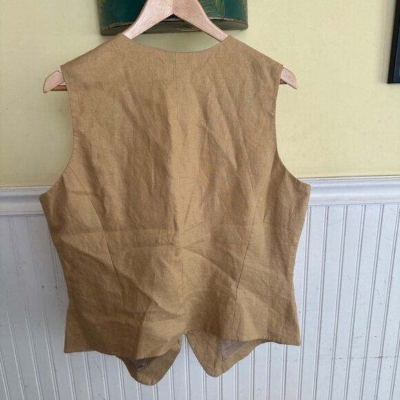 I.N.C. International concepts Linen Button-Down Vest Tan Size 14 Classic Fit - Picture 2 of 7
